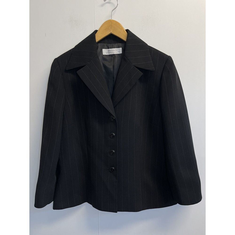 Tahari Arthur S. Levine Women's Career Blazer Black Pinstripe Size 8P